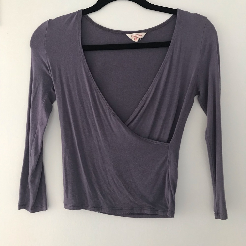 Cape Juby | purple plunge V neck Wrap blouse